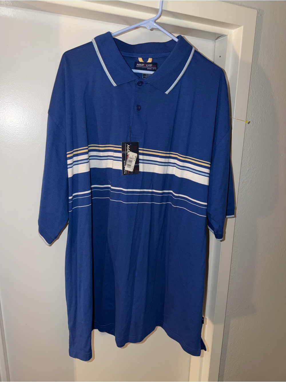 Marquis  Royal Blue Polo with White and Light-Blue Stripes